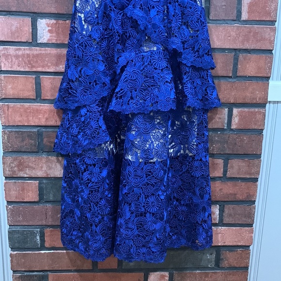 Alice + olivia Florrie Ruffle One-Shoulder Lace Dress - Picture 6 of 14